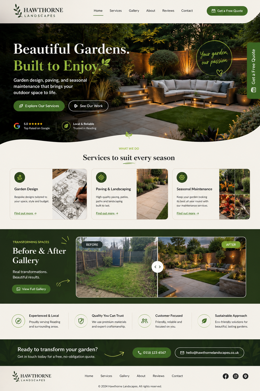 Landscaper example Website Preview screenshot